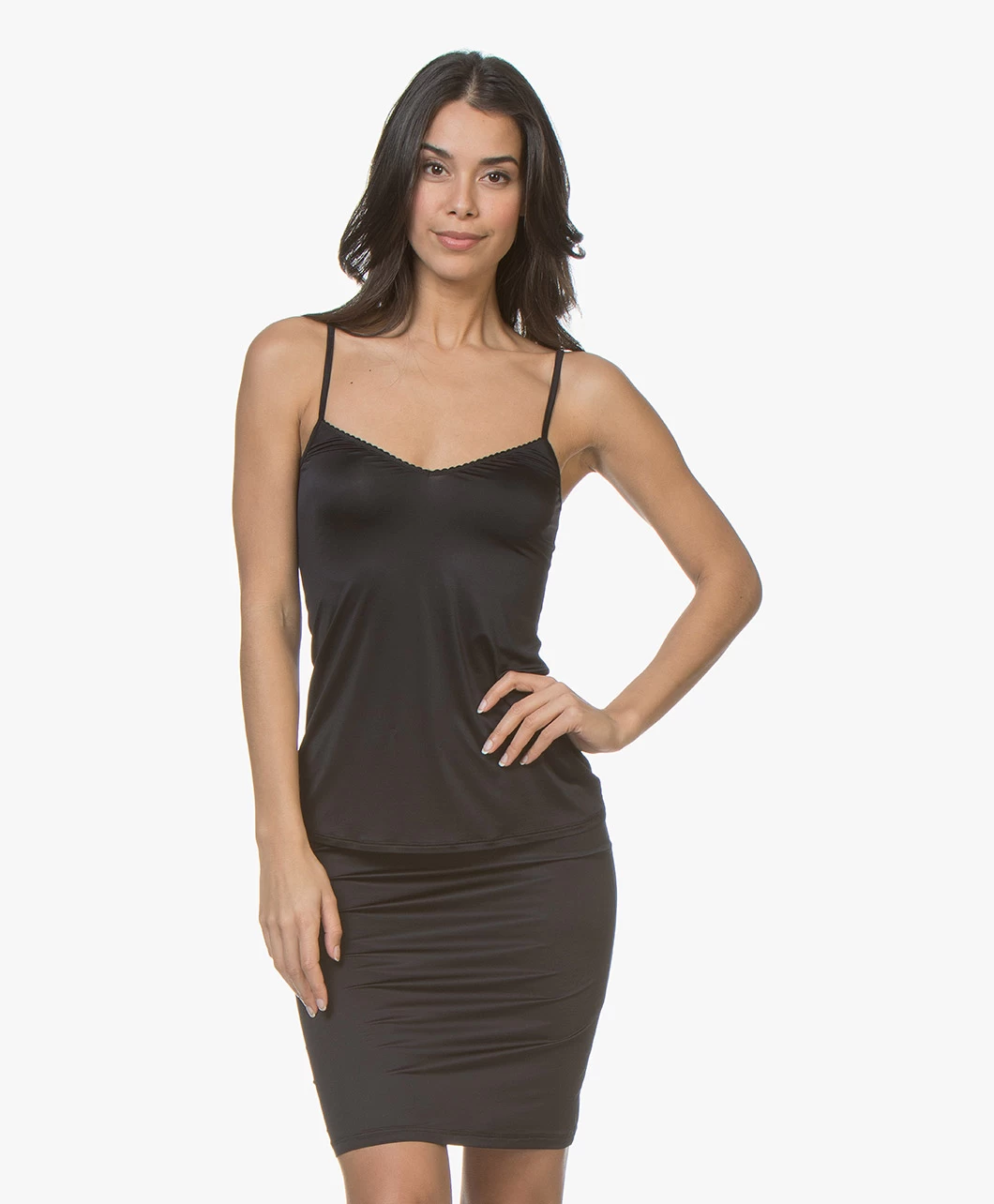 Hanro Satin Deluxe Onderrok - Zwart 4 Hanro Satin Deluxe Onderrok - Zwart - Afbeelding 2