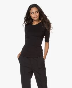 Filippa K Cotton Stretch Elbow Sleeve T-Shirt - Zwart -JAMES PERSE WINKEL 201110 bb9b5143 ea93 4efb b615 fd92e9762f40