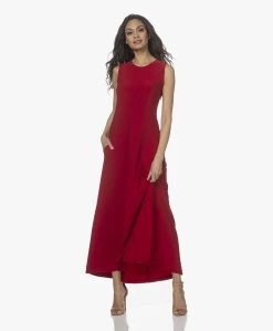 Norma Kamali Swing Mouwloze Jersey Maxi Jurk - Rood