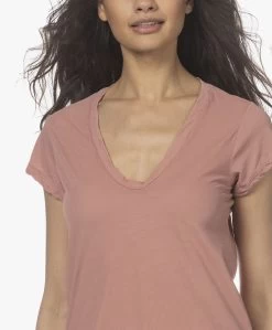 James Perse V-Hals T-Shirt In Extrafijne Jersey - Old Rose -JAMES PERSE WINKEL 220304 23b59811 fb5d 4520 941b 09e372817108