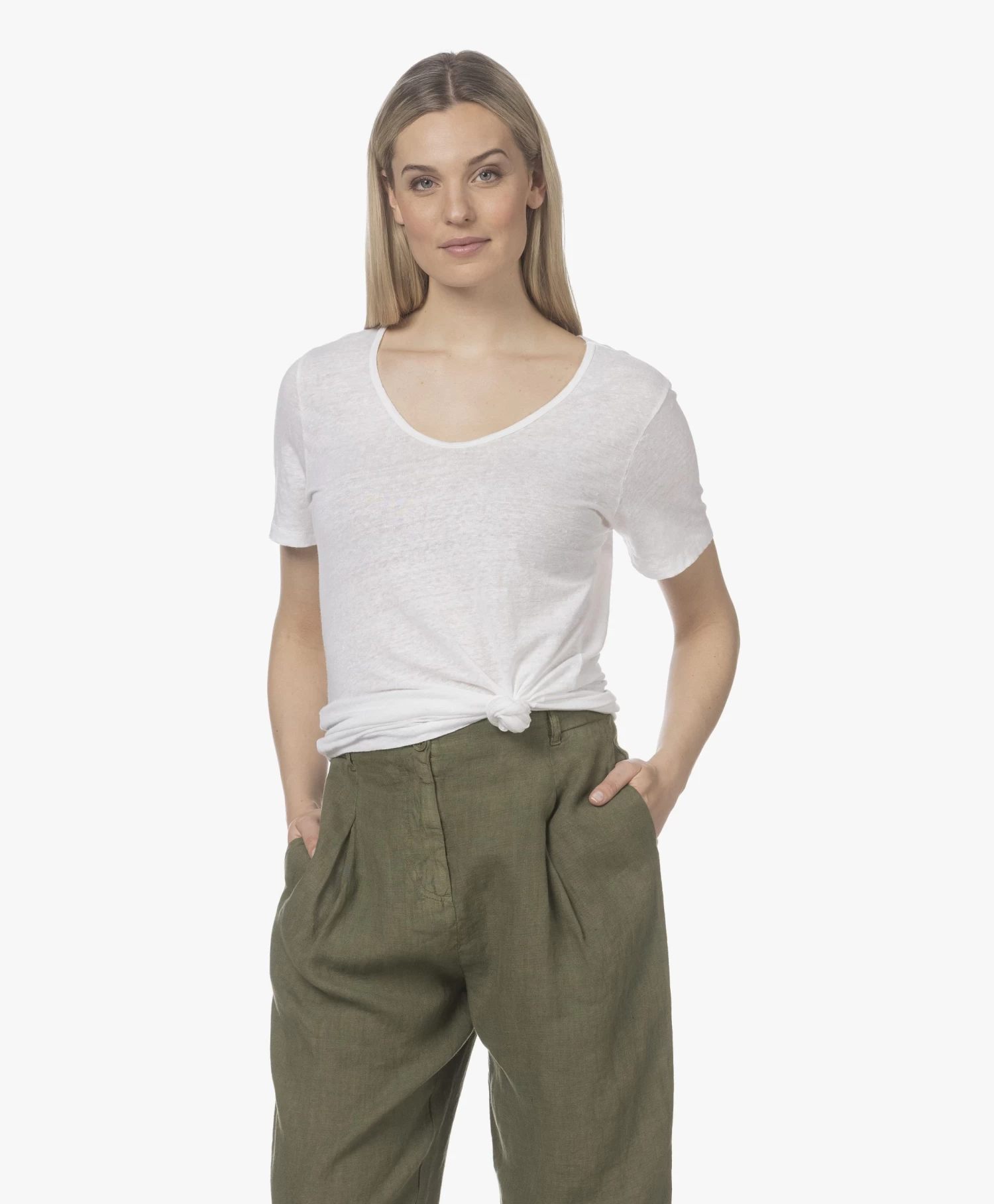 Neeve The Linen Scoopneck T-Shirt - Crispy White 13 Neeve The Linen Scoopneck T-Shirt - Crispy White - Afbeelding 11