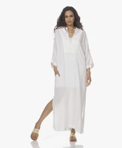 Su Paris Tao Viscosemix Seersucker Kaftan - Wit