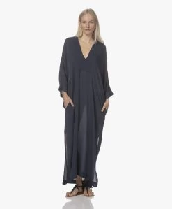 Su Paris Tao Viscose-Zijde Kaftan - Navy