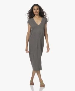 James Perse Supima Mix Jersey V-Hals Midi Jurk - Jungle