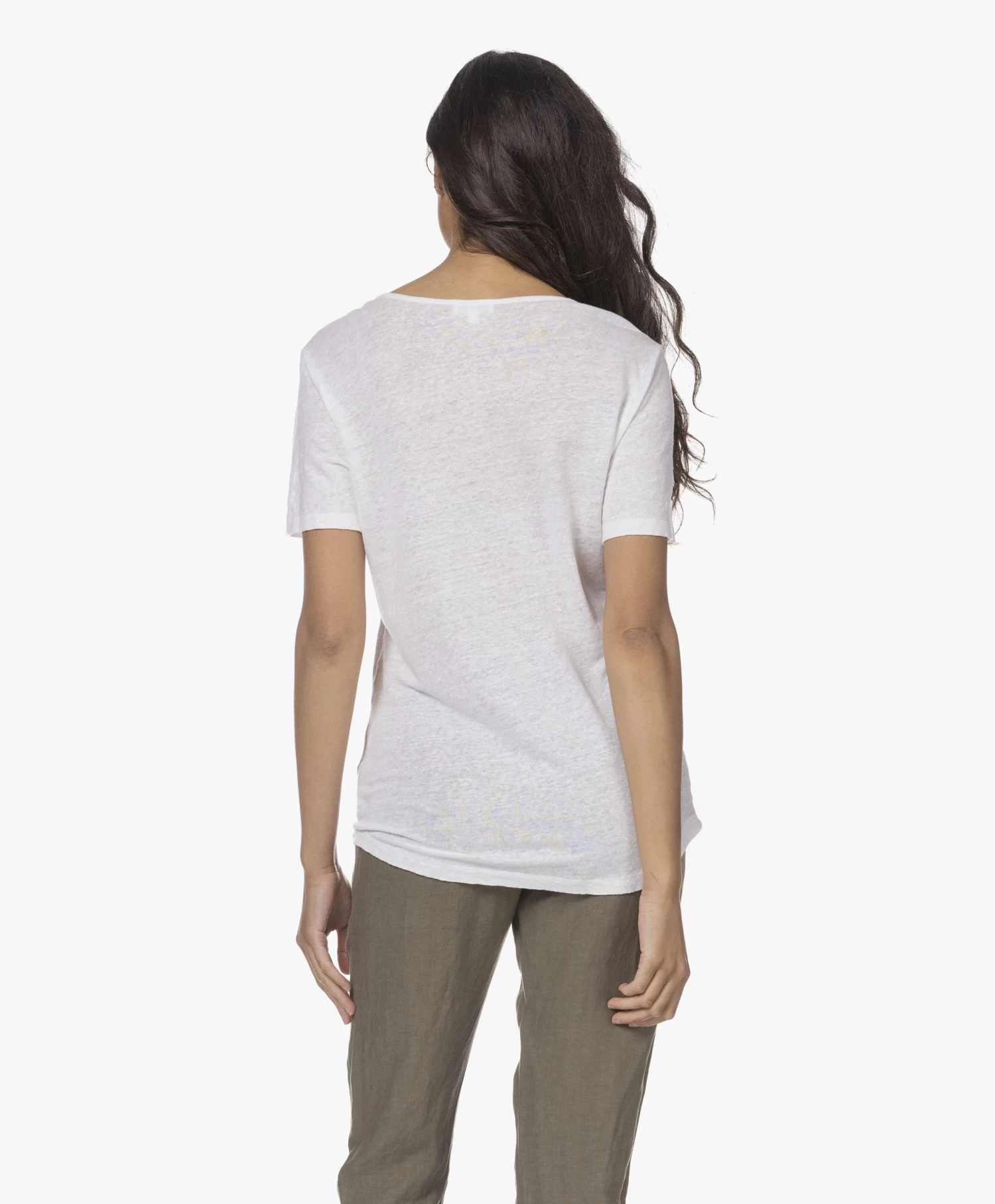 Neeve The Linen Scoopneck T-Shirt - Crispy White 6 Neeve The Linen Scoopneck T-Shirt - Crispy White - Afbeelding 4