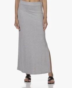 Japantky Ryoko Modal Rib Jersey Maxi Rok - Grijs Mêlee