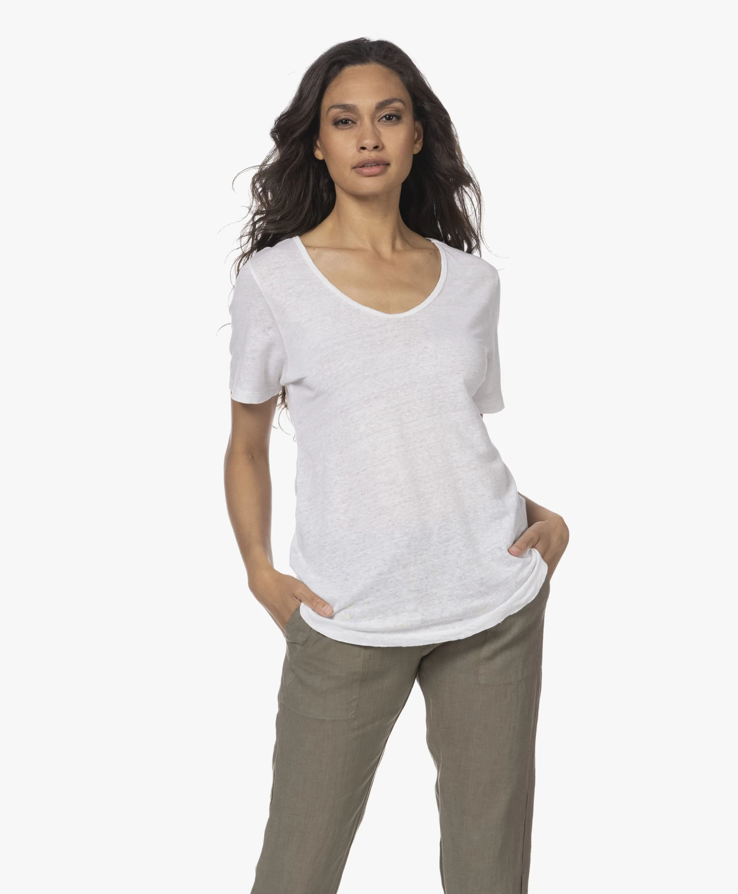 Neeve The Linen Scoopneck T-Shirt - Crispy White 14 Neeve The Linen Scoopneck T-Shirt - Crispy White - Afbeelding 12