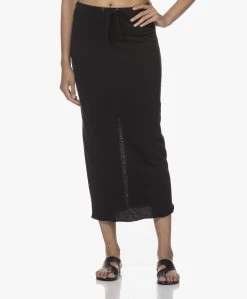 James Perse Fleece Jersey Midi Rok - Zwart