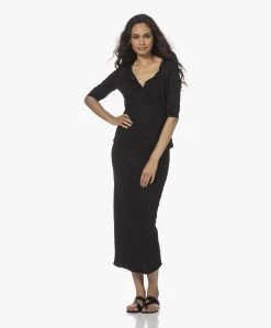 James Perse Fleece Jersey Midi Rok - Zwart -JAMES PERSE WINKEL 220609 398d0173 9a4f 4833 a2e4 7f89cca4f965