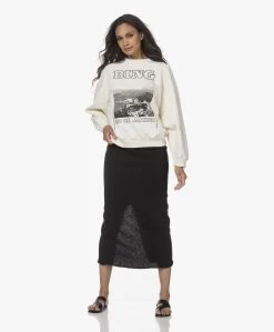 James Perse Fleece Jersey Midi Rok - Zwart -JAMES PERSE WINKEL 220609 d8e018d8 9835 49c2 8367 6bff90836ac3