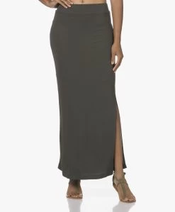 Japantky Ryoko Modal Rib Jersey Maxi Rok - Groen