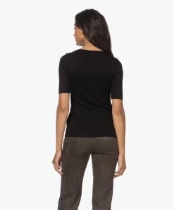 Majestic Filatures Superwashed T-Shirt Met Halflange Mouwen - Zwart -JAMES PERSE WINKEL 220802 2200def0 5ab5 4d4f 8388 24d9951dd1c7