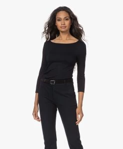 Majestic Filatures Adele T-Shirt Met Driekwart Mouwen - Marine -JAMES PERSE WINKEL 220804 1aca5390 6880 49e9 9c49 bdb43b5d4090