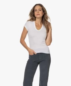 Enza Costa Pima Katoenen U-Hals T-Shirt Met Kapmouwen - Wit -JAMES PERSE WINKEL 220818 8f428c8b b22b 4771 9eb6 faf6db034a6f