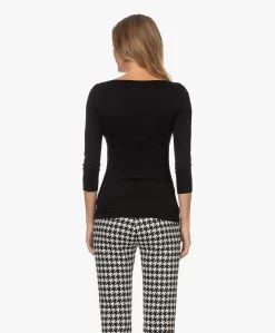 Majestic Filatures Adele T-Shirt Met Driekwart Mouwen - Zwart -JAMES PERSE WINKEL 220906 25098f9d f235 4abb aeff 838751efede5