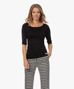 Majestic Filatures Adele T-Shirt Met Driekwart Mouwen - Zwart -JAMES PERSE WINKEL 220906 630d758a d73e 466f acde b76f7cbba3fa