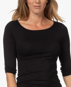 Majestic Filatures Adele T-Shirt Met Driekwart Mouwen - Zwart -JAMES PERSE WINKEL 220906 899f5552 20ed 4af1 9662 1796fd6d1107