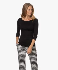 Majestic Filatures Adele T-Shirt Met Driekwart Mouwen - Zwart -JAMES PERSE WINKEL 220906 eab488fe ab66 44cd ab7c 8430def14ba2