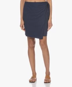 Xírena Linnea Gewassen Poplin Wikkelrok - Navy