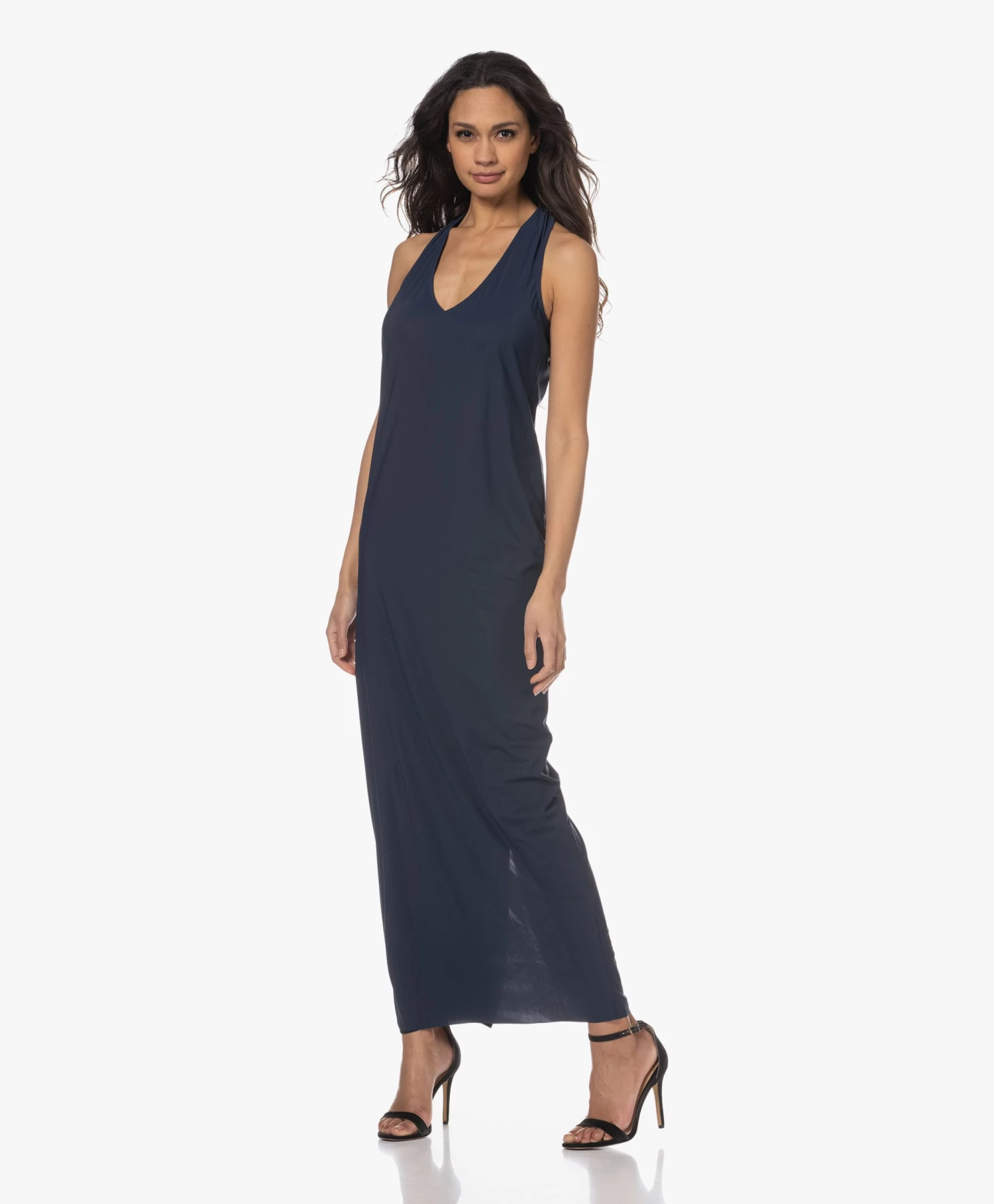 Japantky Ryos Mouwloze Travel Jersey Jurk - Navy 8 Japantky Ryos Mouwloze Travel Jersey Jurk - Navy - Afbeelding 6