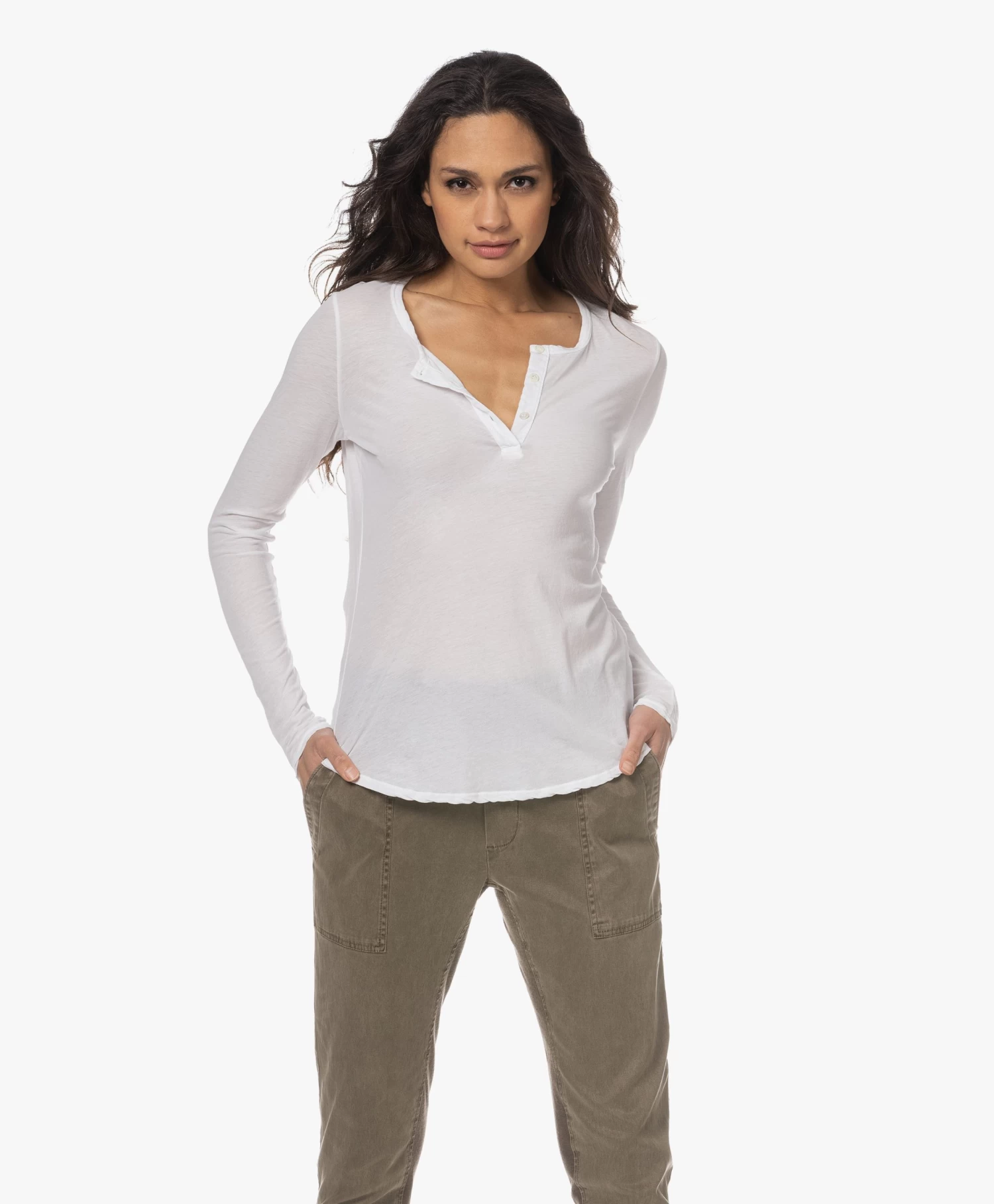 James Perse Katoenen Henley Longsleeve - Wit 14 James Perse Katoenen Henley Longsleeve - Wit - Afbeelding 12