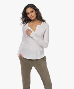 James Perse Katoenen Henley Longsleeve - Wit