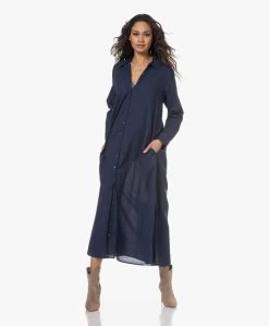 Xírena Boden Lichtgewicht Poplin Maxi Blousejurk - Navy -JAMES PERSE WINKEL 230119 bafdeae4 47b8 4521 b912 d5cb77c26ef5