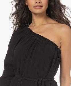 Xírena Aveline Mousseline One-Shoulder Midi Jurk - Zwart -JAMES PERSE WINKEL 230119 c31ff2ce f20f 4aa8 a46b aa3ff0c5d54e