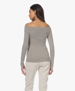 James Perse Fine Gauge Off-Shoulder Longsleeve - Concrete -JAMES PERSE WINKEL 230125 76654df1 d117 4fe8 b43a a532c7528808