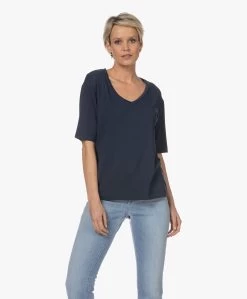 Woman By Earn Hannah Modal V-Hals T-Shirt - Navy