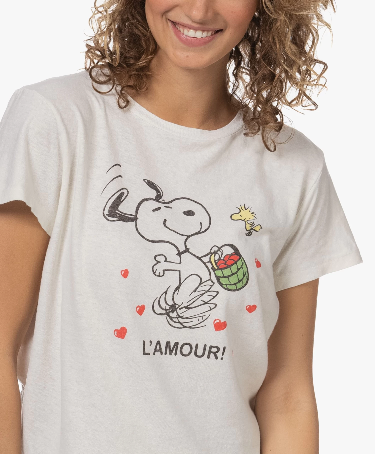 Re/Done Classic L'Amour Snoopy Print T-Shirt - Vintage White 9 Re/Done Classic L'Amour Snoopy Print T-Shirt - Vintage White - Afbeelding 7