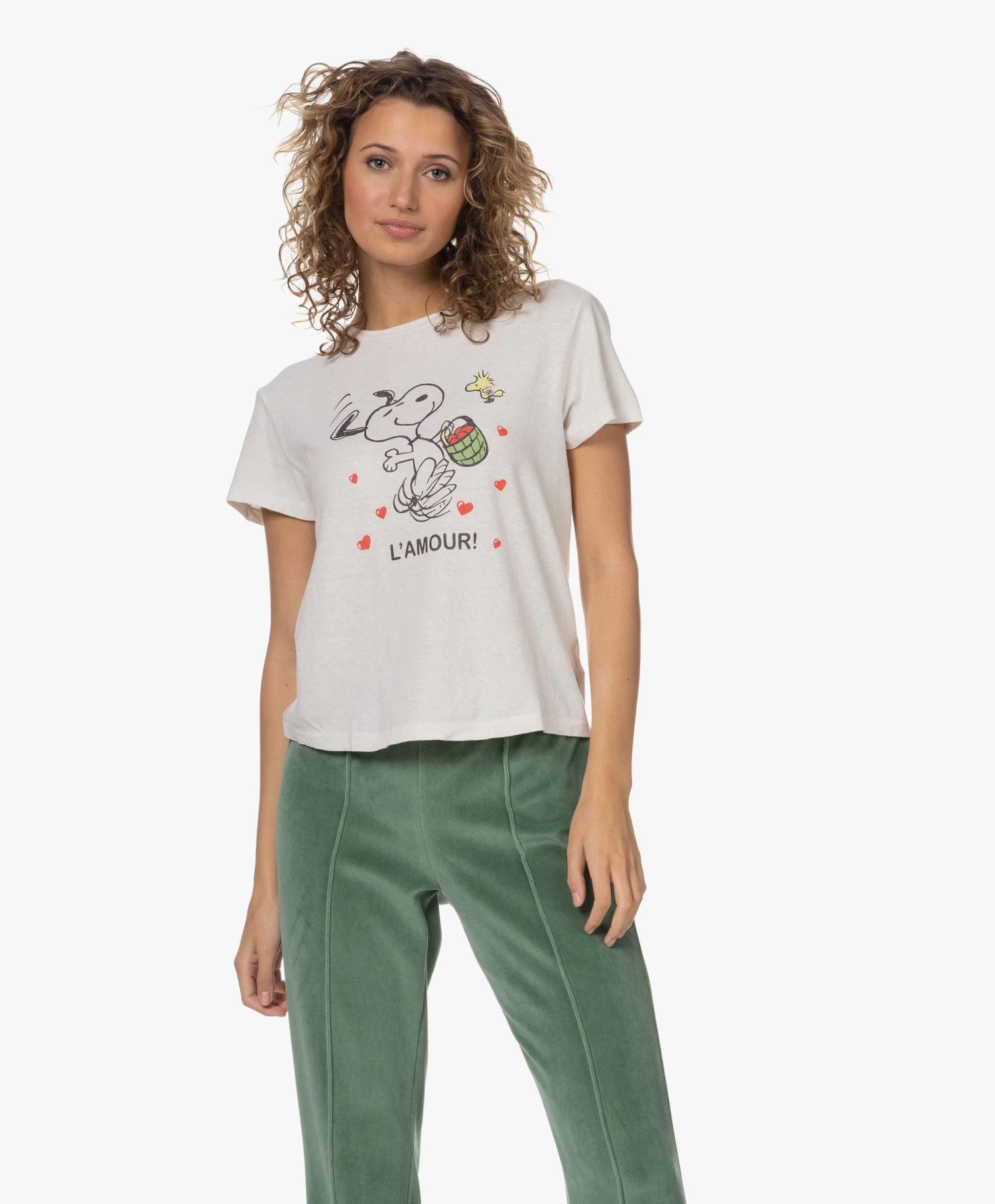 Re/Done Classic L'Amour Snoopy Print T-Shirt - Vintage White 3 Re/Done Classic L'Amour Snoopy Print T-Shirt - Vintage White