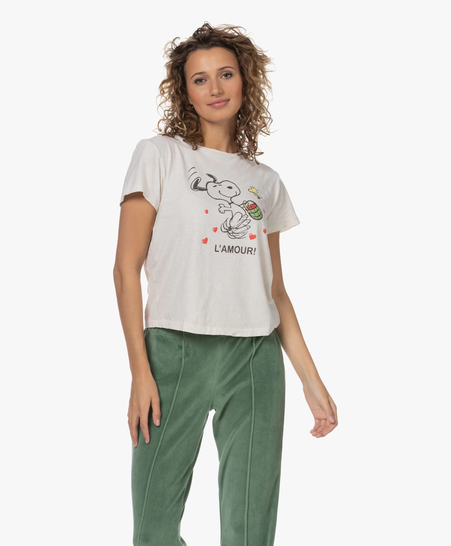 Re/Done Classic L'Amour Snoopy Print T-Shirt - Vintage White 13 Re/Done Classic L'Amour Snoopy Print T-Shirt - Vintage White - Afbeelding 11