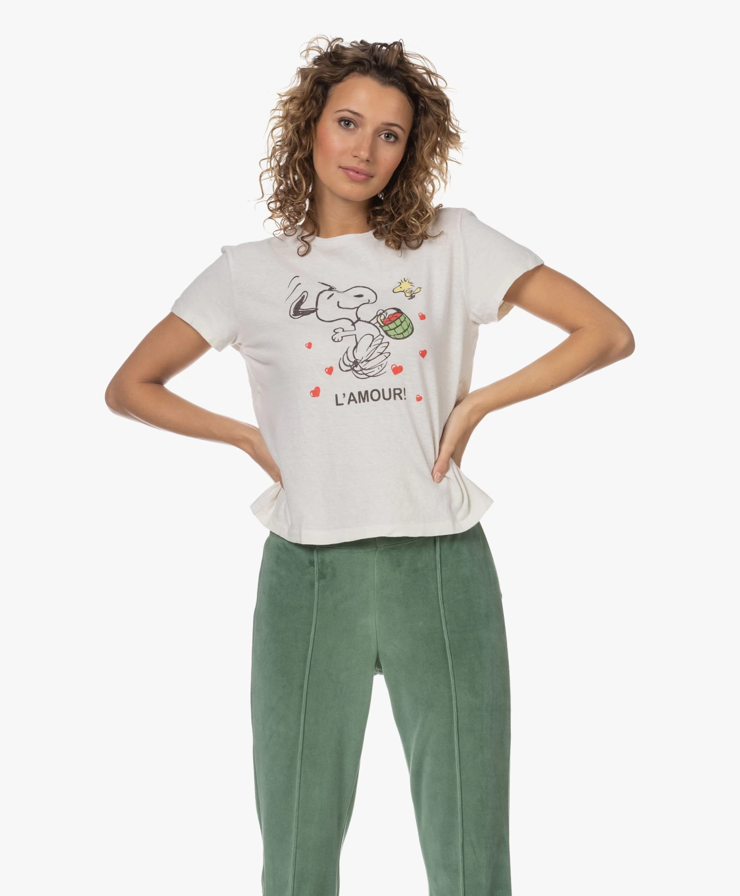 Re/Done Classic L'Amour Snoopy Print T-Shirt - Vintage White 5 Re/Done Classic L'Amour Snoopy Print T-Shirt - Vintage White - Afbeelding 3