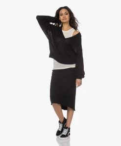 James Perse Aangerimpelde Jersey Midi Rok - Zwart -JAMES PERSE WINKEL 230307 7b792920 40c8 463f b3e1 c96515dbcc19