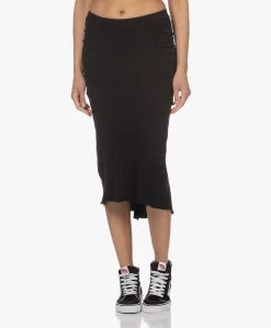 James Perse Aangerimpelde Jersey Midi Rok - Zwart