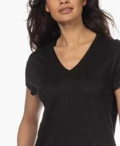Gai+Lisva Simone Linnen V-Hals T-Shirt - Zwart -JAMES PERSE WINKEL 230314 08d1f9ee de87 436e b4d5 029689b38b02