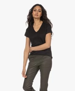 Gai+Lisva Simone Linnen V-Hals T-Shirt - Zwart -JAMES PERSE WINKEL 230314 b01d69f2 8217 4f59 9751 a6f3e1095d60