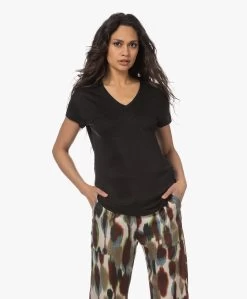 Gai+Lisva Simone Linnen V-Hals T-Shirt - Zwart -JAMES PERSE WINKEL 230320 dcde1760 56ff 4e5d 8f9d a7c92ba36f05