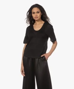By Malene Birger Amaringa Lyocell En Linnen T-Shirt - Zwart