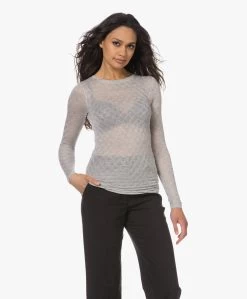 Gai+Lisva Fermi Zijdemix Pointelle Longsleeve - Lichtgrijs Mêlee -JAMES PERSE WINKEL 230404 23d63739 2980 48a0 a3ed 11b3e84026a7