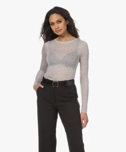 Gai+Lisva Fermi Zijdemix Pointelle Longsleeve - Lichtgrijs Mêlee -JAMES PERSE WINKEL 230404 95262939 4a6c 4214 8efa 536a93cb46dd