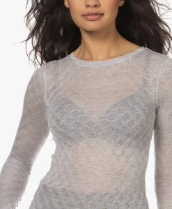 Gai+Lisva Fermi Zijdemix Pointelle Longsleeve - Lichtgrijs Mêlee -JAMES PERSE WINKEL 230404 c4b826d2 d416 479d b2aa e5c6b3d4b6fb