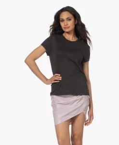 Iro Third Linnen R-Hals T-Shirt - Off-Black