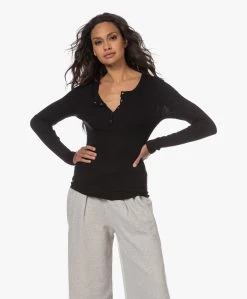 Michael Stars Kit Henley Rib Jersey Longsleeve - Zwart -JAMES PERSE WINKEL 230524 0069b851 ec0a 441e b4b6 1a6f8993e491