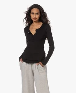 Michael Stars Kit Henley Rib Jersey Longsleeve - Zwart -JAMES PERSE WINKEL 230524 071baa92 74be 45db 92ae 71c9cfc76b0c