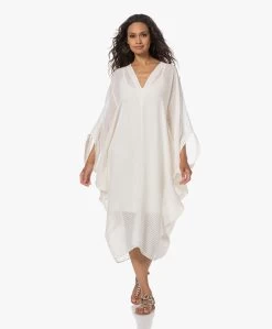 Su Paris Bahia Katoenen Kaftan Met Streepstructuur - Off-White