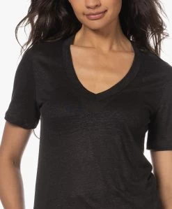 Resort Finest Linnen V-Hals Korte Mouwen T-Shirt - Zwart -JAMES PERSE WINKEL 230524 49e6914e 2e22 47bb 8067 b04a287997e5