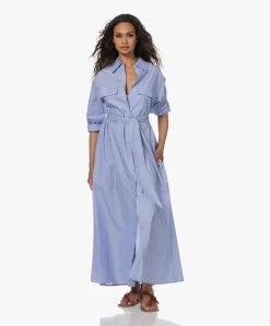 Su Paris Raya Chambray Maxi Blousejurk - Sky Blue
