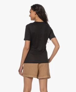 Resort Finest Linnen V-Hals Korte Mouwen T-Shirt - Zwart -JAMES PERSE WINKEL 230524 c759252d fbe0 4593 a096 80baa3d4986c